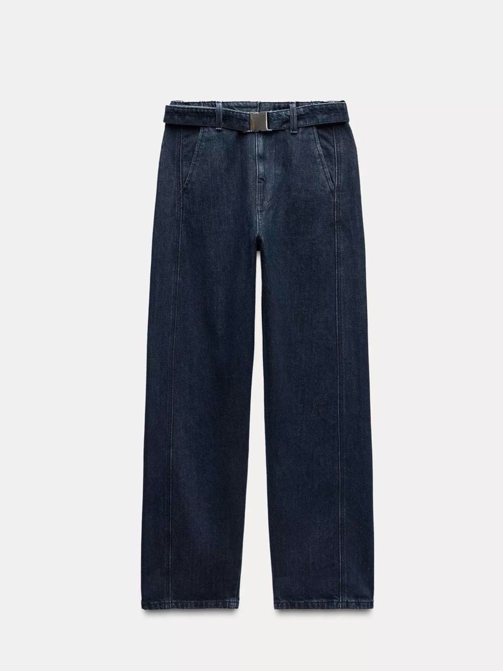 New Zara Men's fall winterbRelaxed Wide-Leg Jeans in Dark Navy with Belt size 10